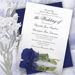 Invitation Élégant Rose bleu marine foncé Mariage officiel