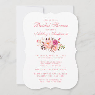 Invitation Élégant rose Blush Floral Fête des mariées Invitat