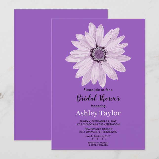 Invitation Élégant rose boho violet chute Fête des mariées fl (Devant / Derrière)
