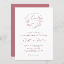 Invitation Élégant Rose Cerisier Blossom Monogramme Script Cr