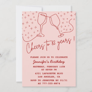 Invitation Élégant Rose Champagne de Félicitations 82e annive