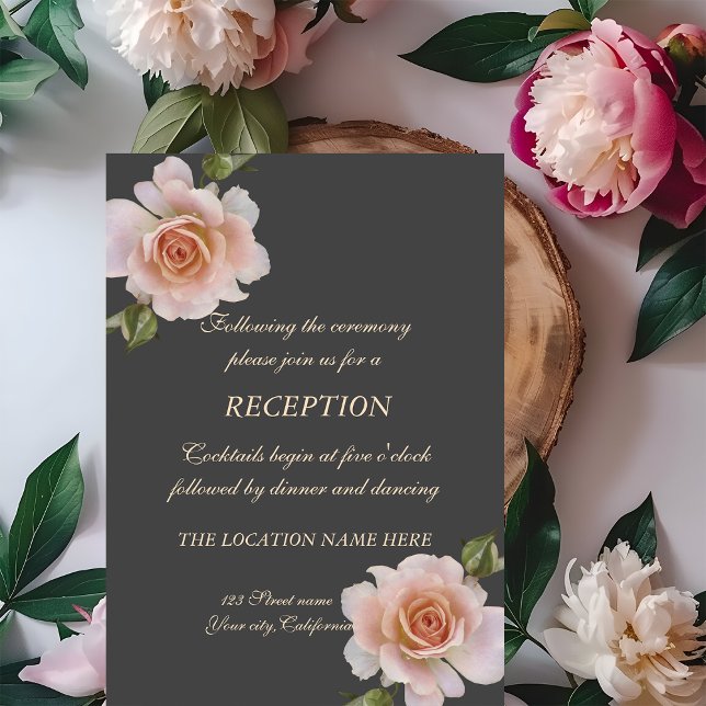 Invitation Elégant Rose Chic, Réception De Mariage Floral (Créateur téléchargé)