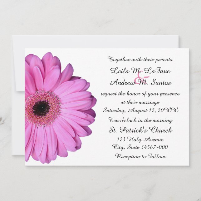 Invitation Élégant rose clair Gerbera Mariage marguerite (Devant)