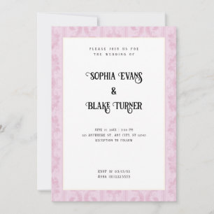Invitation Élégant rose Damas Mariage blanc traditionnel