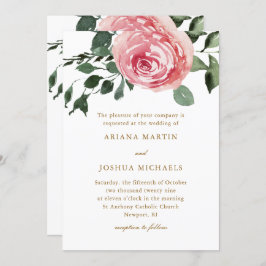 Invitation Elégant Rose d'aquarelle