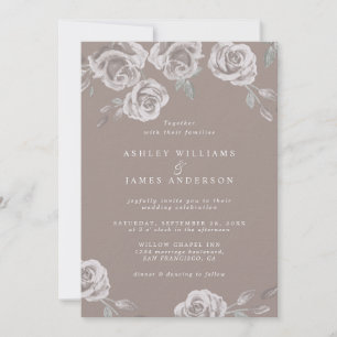 Invitation Elégant Rose d'aquarelle Taupe Mauve