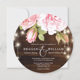 Invitation Élégant Rose de bois rustique Mariage