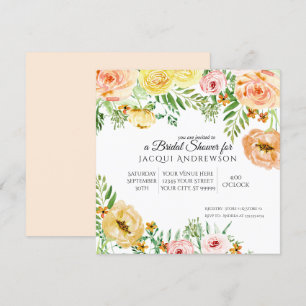 Invitation Élégant Rose de Fête de l'mariée florale Orange