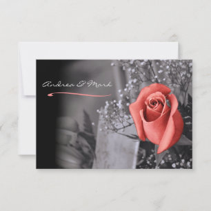 Invitation Élégant Rose de pêche de fond noir blanc Mariage