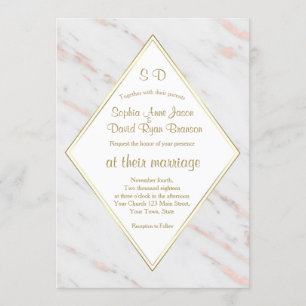 Invitation Elégant Rose Diamond or Marble Mariage