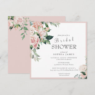 Invitation Elégant Rose Dusty Blush Peony Fête des mariées In