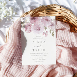 Invitation Elégant Rose Dusty & Mariage Floral Blush
