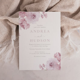 Invitation Elégant Rose Dusty Mauve Blush Mariage Floral