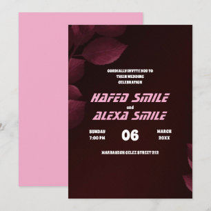 Invitation Elégant rose et design floral et Mariage de  en