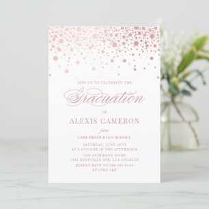 Invitation Élégant Rose Faux Gold Foil Confetti Graduation
