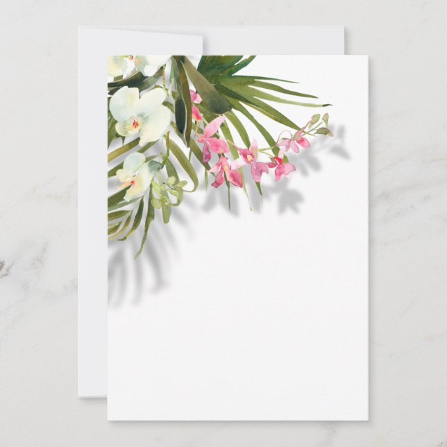 Invitation Elégant rose Floral Palms Ombres Plage Mariage (Devant)