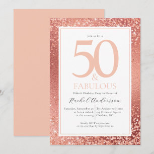 Invitation Elégant Rose Gold 50 et fabuleux 50e anniversaire 