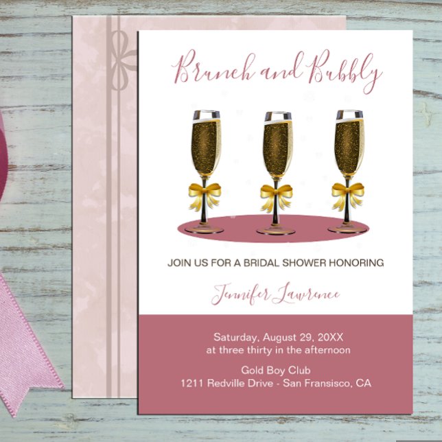 Invitation Elegant Rose Gold Brunch and Bubbly Bridal Shower (Créateur téléchargé)