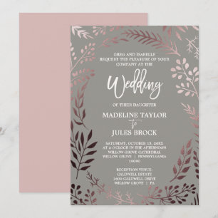 Invitation Elégant Rose Gold et Grey Mariage officiel