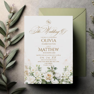 Invitation Elégant Rose & Gold Floral Garden Mariage