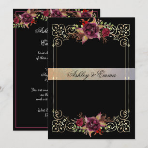 Invitation Elégant Rose  Gold Frame Mariage