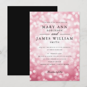 Invitation Élégant Rose Gold Glam Lights Mariage
