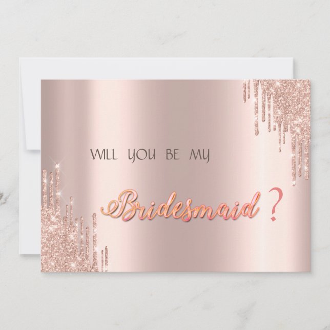 Invitation Elegant Rose Gold Pailletés Coulures (Devant)