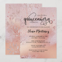 Élégant Rose Gold Quinceanera Sweet 15 Party