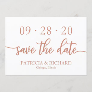Invitation Élégant Rose Gold Script Wedding Enregistrer La Da