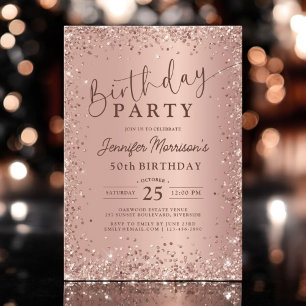 Invitation Elégant Rose métallique Parties scintillant d'or 5