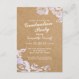 Invitation Élégant Rose moderne simple Floral Faux Argent