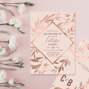 Invitation Élégant Rose Or Floral Bachelorette Blush Rose