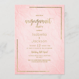 Invitation Élégant rose or français floral dentelle Engagemen