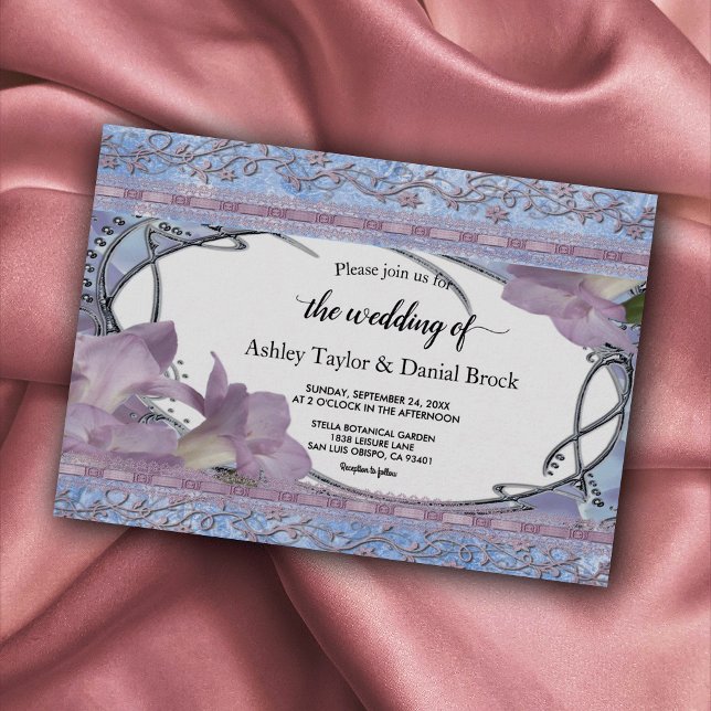 Invitation Elégant Rose Ornate Gold Purple Mariage de luxe (Créateur téléchargé)