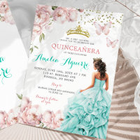 Elégant rose pâle et Turquoise Quinceañera florale