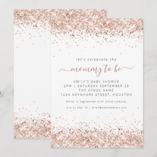 Invitation Élégant Rose Parties scintillant or Baby shower