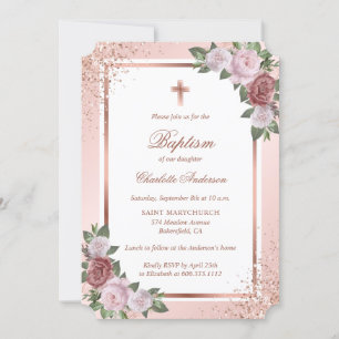 Invitation Élégant Rose Parties scintillant or Blush rose Gir
