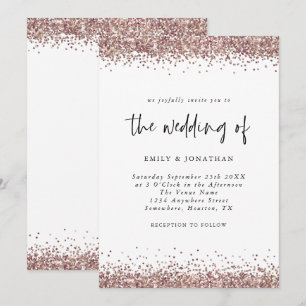 Invitation Élégant Rose Parties scintillant or Mariage blanc