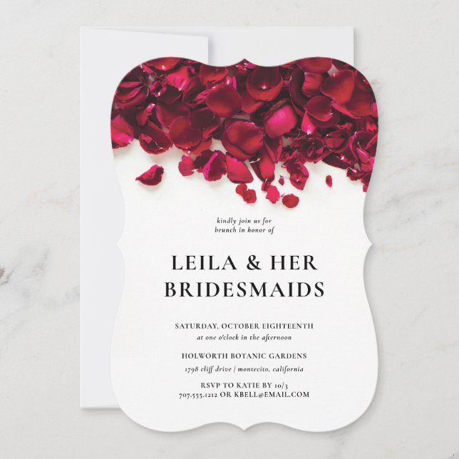 Invitation Élégant Rose Pétales Bridesmaids Brunch (Devant)