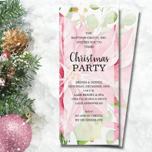 Invitation Élégant rose Poinsettia Floral Noël