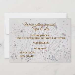Invitation Élégant Rose Poussiéreux Gris Floral Mariage Dessi