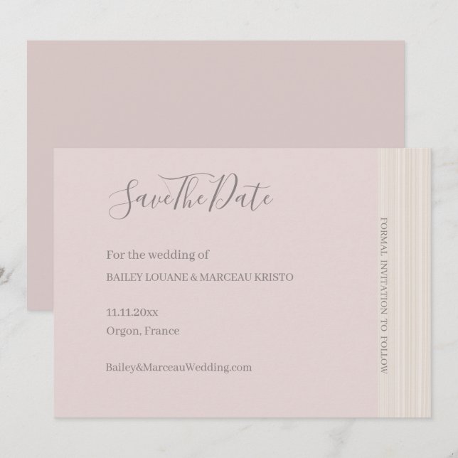 Invitation Élégant Rose PushGrain Sauvez La Date Mariage (Devant / Derrière)