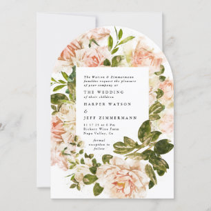 Invitation Elégant Rose Romance Aquarelle Mariage Arc