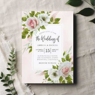 Invitation Élégant Rose rose clair Mariage d'aquarelle floral
