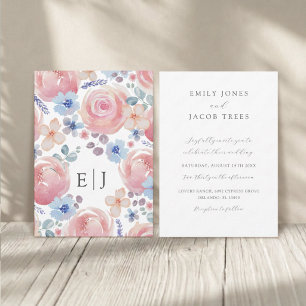 Invitation Élégant rose rose et Mariage d'aquarelle lavande
