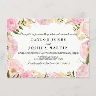 Invitation Élégant Rose rose Mariage Dîner de répétition Invi