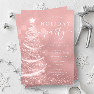 Invitation Élégant rose rose pâle Noël Société Holiday