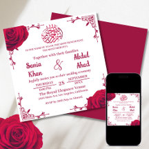 Élégant Rose rouge Floral Mariage musulman islamiq