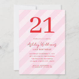 Invitation Élégant rose rouge moderne 21e anniversaire