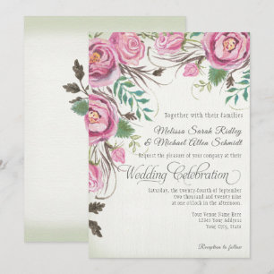 Invitation Élégant Rose sauvage Floral été  d'automne  d'âge 